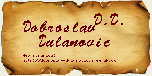 Dobroslav Dulanović vizit kartica